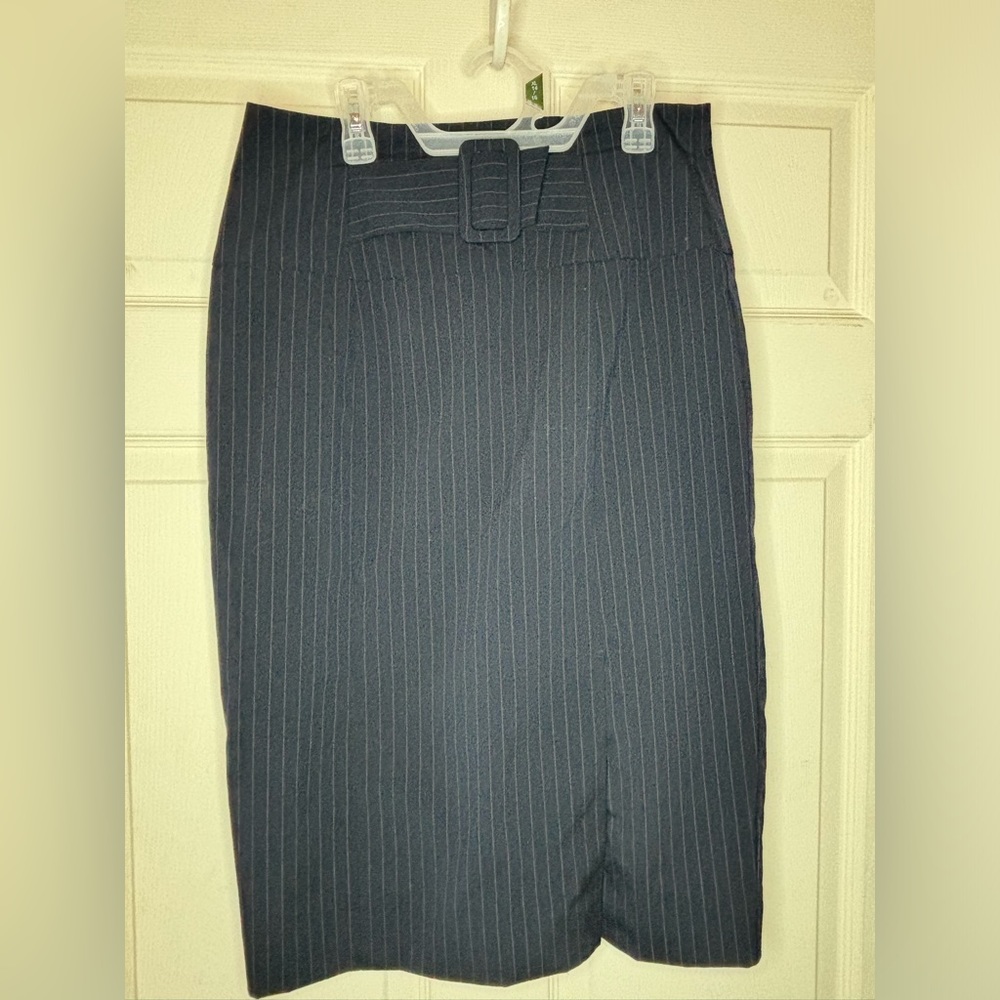Blue striped pencil skirt